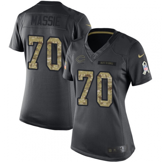 Women's Nike Chicago Bears 70 Bobby Massie Limited Black 2016 Salute to Service NFL Jersey