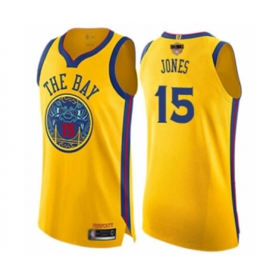 Youth Golden State Warriors 15 Damian Jones Swingman Gold 2019 Basketball Finals Bound Basketball Jersey - City Edition