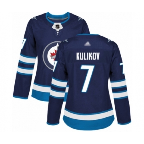 Women's Winnipeg Jets 7 Dmitry Kulikov Authentic Navy Blue Home Hockey Jersey