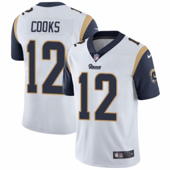 Men's Nike Los Angeles Rams 12 Brandin Cooks White Vapor Untouchable Limited Player NFL Jersey