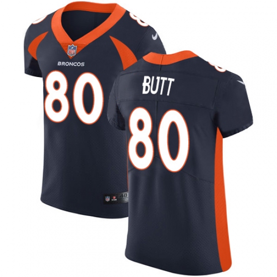 Men's Nike Denver Broncos 80 Jake Butt Navy Blue Alternate Vapor Untouchable Elite Player NFL Jersey