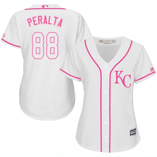 Women's Majestic Kansas City Royals 88 Michael Saunders Replica White Fashion Cool Base MLB Jersey