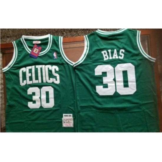 Men's Boston Celtics 30 Len Bias Green Swingman Throwback Jersey