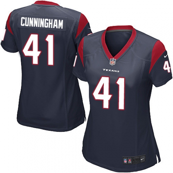 Women's Nike Houston Texans 41 Zach Cunningham Game Navy Blue Team Color NFL Jersey