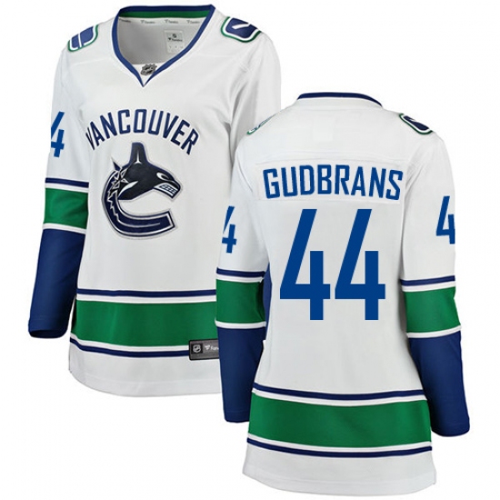 Women's Vancouver Canucks 44 Erik Gudbranson Fanatics Branded White Away Breakaway NHL Jersey