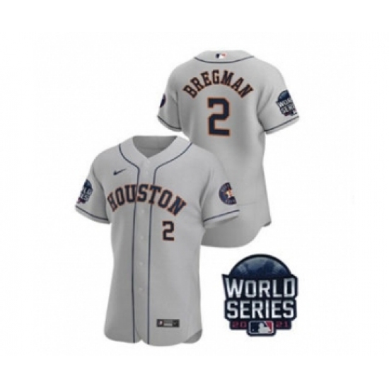 Men's Houston Astros 2 Alex Bregman 2021 Gray World Series Flex Base Stitched Baseball Jersey