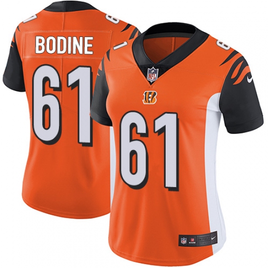 Women's Nike Cincinnati Bengals 61 Russell Bodine Vapor Untouchable Limited Orange Alternate NFL Jersey