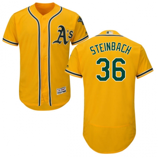 Men's Majestic Oakland Athletics 36 Terry Steinbach Gold Alternate Flex Base Authentic Collection MLB Jersey