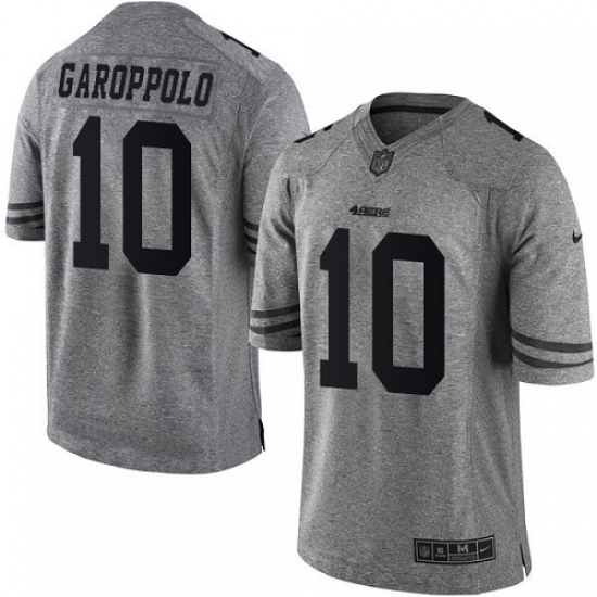 Men's Nike San Francisco 49ers 10 Jimmy Garoppolo Limited Gray Gridiron NFL Jersey