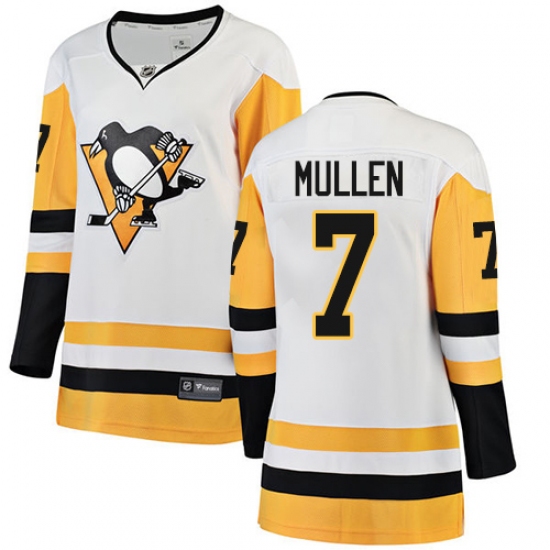 Women's Pittsburgh Penguins 7 Joe Mullen Authentic White Away Fanatics Branded Breakaway NHL Jersey