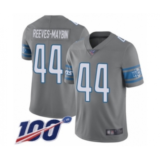 Men's Detroit Lions 44 Jalen Reeves-Maybin Limited Steel Rush Vapor Untouchable 100th Season Football Jersey