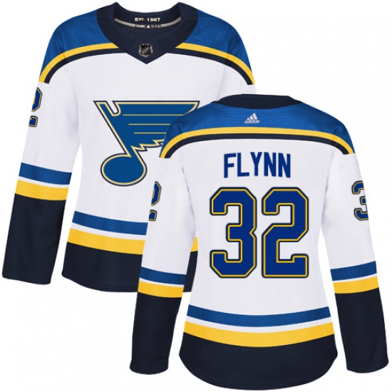 Women's Adidas St. Louis Blues 32 Brian Flynn Authentic White Away NHL Jersey