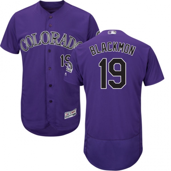 Men's Majestic Colorado Rockies 19 Charlie Blackmon Purple Alternate Flex Base Authentic Collection MLB Jersey