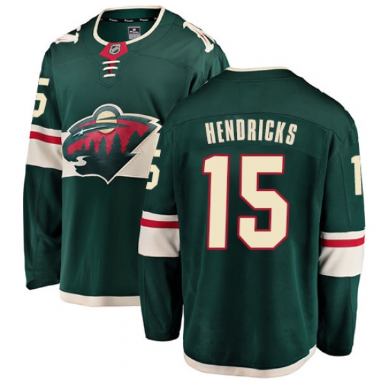 Men's Minnesota Wild 15 Matt Hendricks Authentic Green Home Fanatics Branded Breakaway NHL Jersey