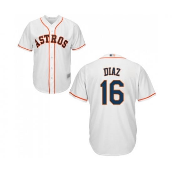 Men's Houston Astros 16 Aledmys Diaz Replica White Home Cool Base Baseball Jersey