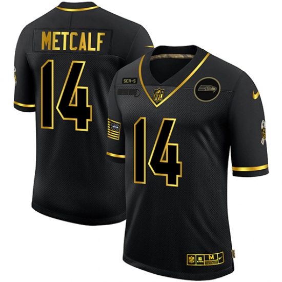 Men's Seattle Seahawks 14 D.K. Metcalf Olive Gold Nike 2020 Salute To Service Limited Jersey