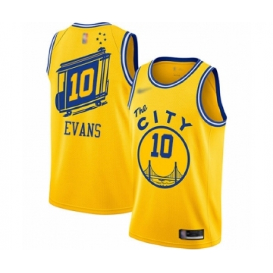 Women's Golden State Warriors 10 Jacob Evans Swingman Gold Hardwood Classics Basketball Jersey - The City Classic Edition