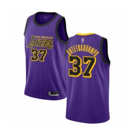 Men's Los Angeles Lakers 37 Kostas Antetokounmpo Authentic Purple Basketball Jersey - City Edition