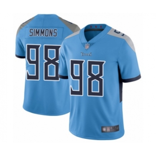 Men's Tennessee Titans 98 Jeffery Simmons Light Blue Alternate Vapor Untouchable Limited Player Football Jersey