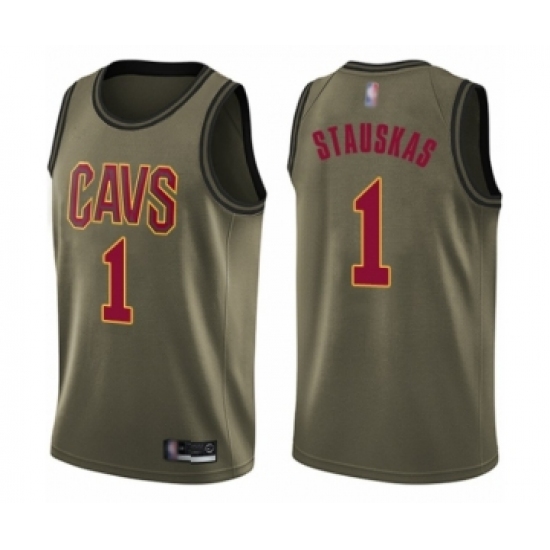 Men's Cleveland Cavaliers 1 Nik Stauskas Swingman Green Salute to Service Basketball Jersey