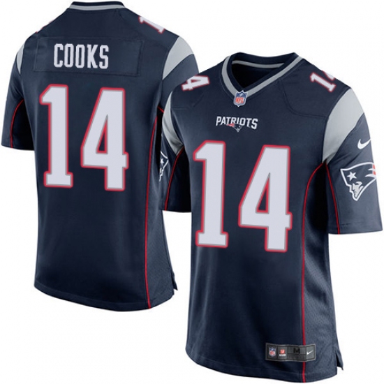 Men's Nike New England Patriots 14 Brandin Cooks Game Navy Blue Team Color NFL Jersey