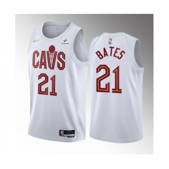 Men's Cleveland Cavaliers 21 Emoni Bates White 2023 Draft Association Edition Stitched Jersey