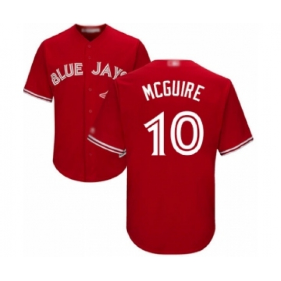 Youth Toronto Blue Jays 10 Reese McGuire Authentic Scarlet Alternate Baseball Player Jersey