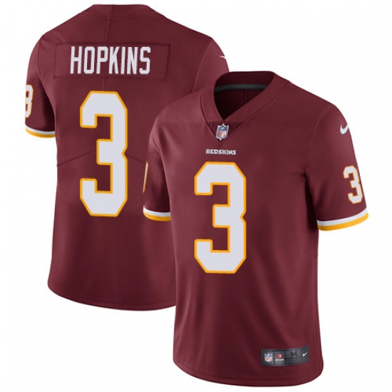 Men's Nike Washington Redskins 3 Dustin Hopkins Burgundy Red Team Color Vapor Untouchable Limited Player NFL Jersey