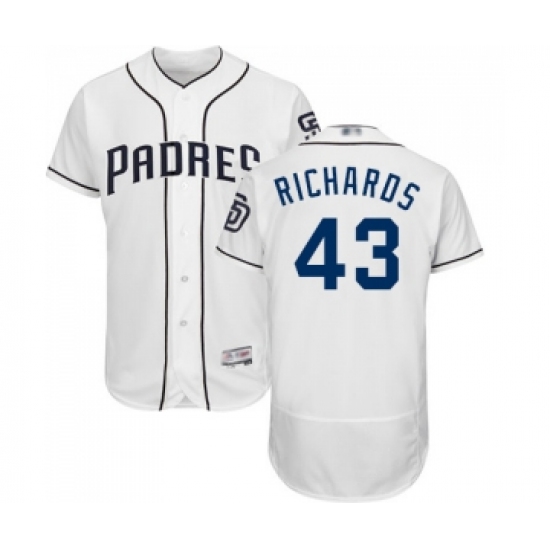 Men's San Diego Padres 43 Garrett Richards White Home Flex Base Authentic Collection Baseball Jersey