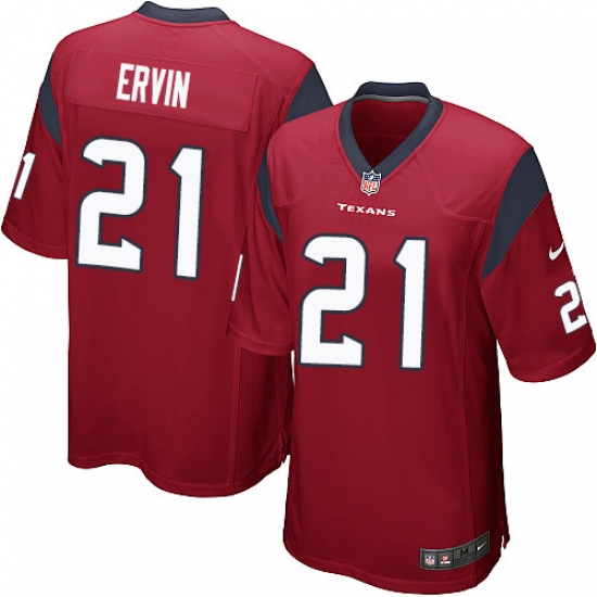 Men's Nike Houston Texans 21 Tyler Ervin Game Red Alternate NFL Jersey