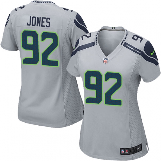 Women's Nike Seattle Seahawks 92 Nazair Jones Game Grey Alternate NFL Jersey