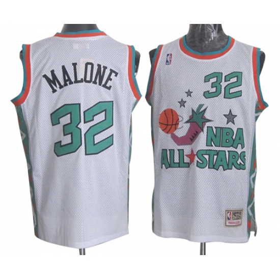 Men's Mitchell and Ness Utah Jazz 32 Karl Malone Swingman White 1996 All Star Throwback NBA Jersey