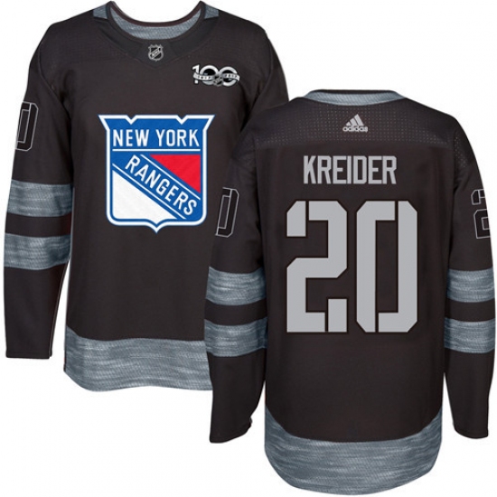 Men's Adidas New York Rangers 20 Chris Kreider Premier Black 1917-2017 100th Anniversary NHL Jersey