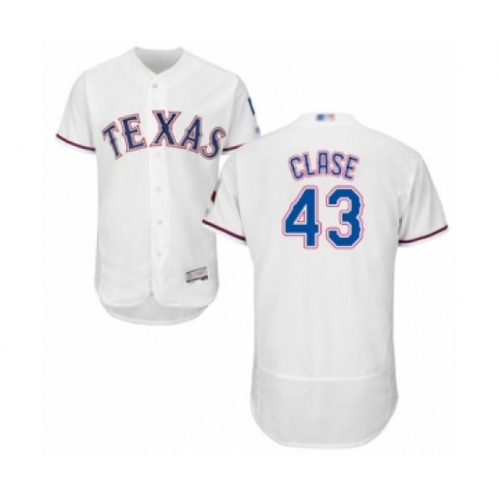 Men's Texas Rangers 43 Emmanuel Clase White Home Flex Base Authentic Collection Baseball Player Jersey