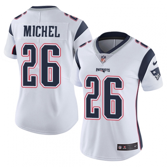 Women's Nike New England Patriots 26 Sony Michel White Vapor Untouchable Limited Player NFL Jersey