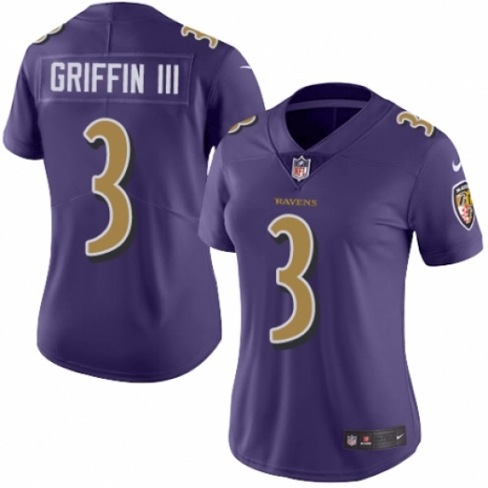 Women's Nike Baltimore Ravens 3 Robert Griffin III Limited Purple Rush Vapor Untouchable NFL Jersey