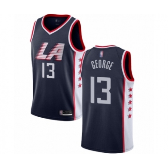 Men's Los Angeles Clippers 13 Paul George Authentic Navy Blue Basketball Jersey - City Edition