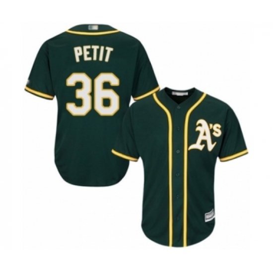 Youth Oakland Athletics 36 Yusmeiro Petit Authentic Green Alternate 1 Cool Base Baseball Player Jersey