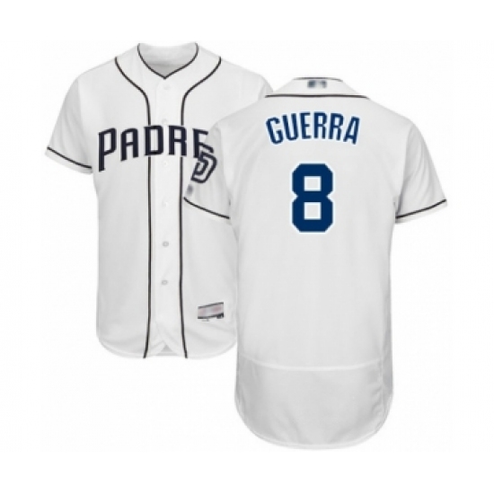 Men's San Diego Padres 8 Javy Guerra White Home Flex Base Authentic Collection Baseball Player Jersey