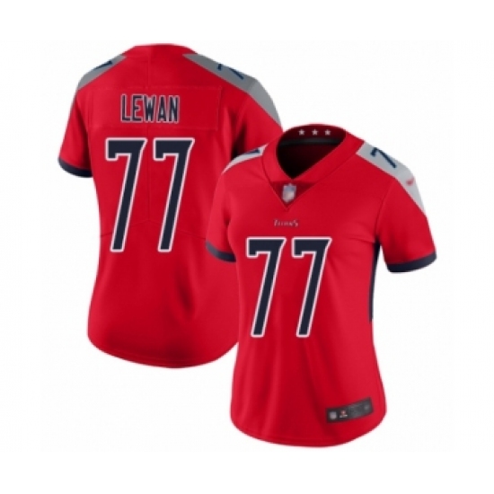 Women's Tennessee Titans 77 Taylor Lewan Limited Red Inverted Legend Football Jersey