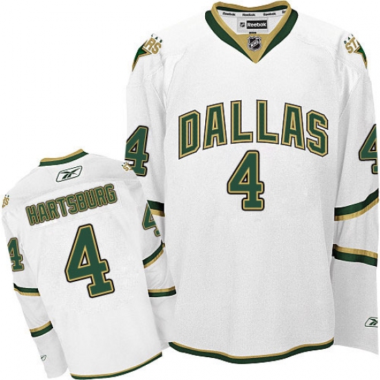 Men's Reebok Dallas Stars 4 Craig Hartsburg Authentic White Third NHL Jersey