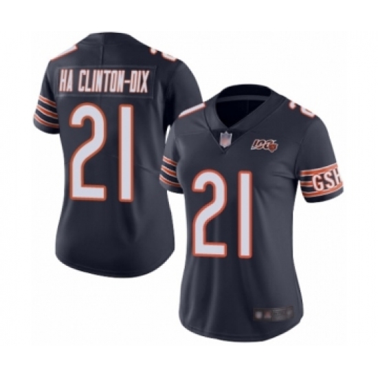 Women's Chicago Bears 21 Ha Clinton-Dix Navy Blue Team Color 100th Season Limited Football Jersey