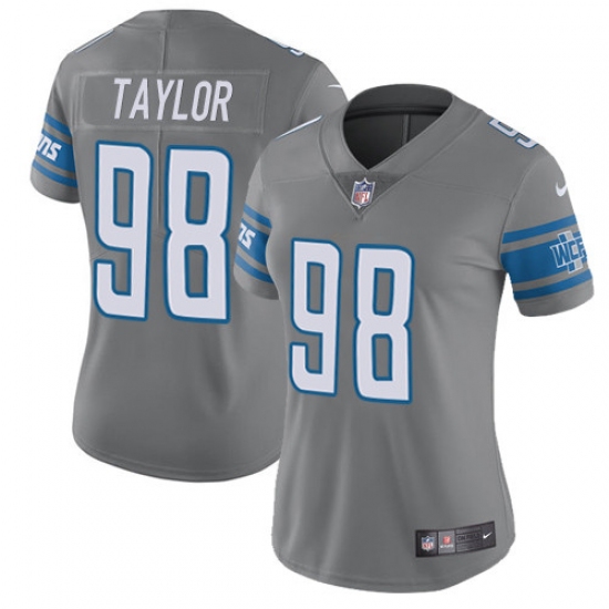 Women's Nike Detroit Lions 98 Devin Taylor Limited Steel Rush NFL Jersey