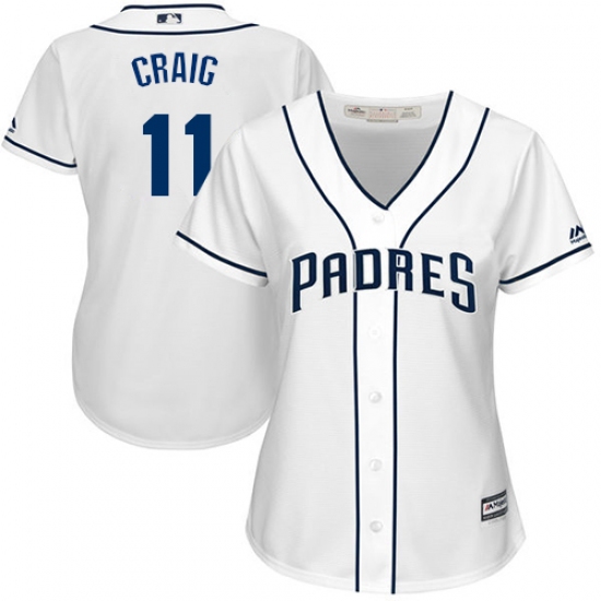 Women's Majestic San Diego Padres 11 Allen Craig Authentic White Home Cool Base MLB Jersey