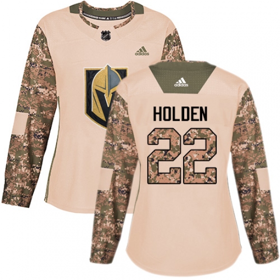 Women's Adidas Vegas Golden Knights 22 Nick Holden Authentic Camo Veterans Day Practice NHL Jersey