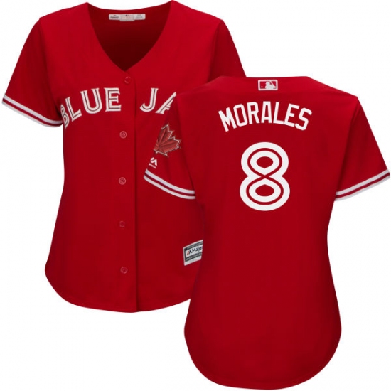 Women's Majestic Toronto Blue Jays 8 Kendrys Morales Authentic Scarlet Alternate MLB Jersey