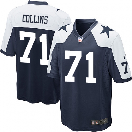 Men's Nike Dallas Cowboys 71 La'el Collins Game Navy Blue Throwback Alternate NFL Jersey