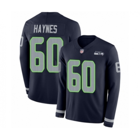 Youth Seattle Seahawks 60 Phil Haynes Limited Navy Blue Therma Long Sleeve Football Jersey