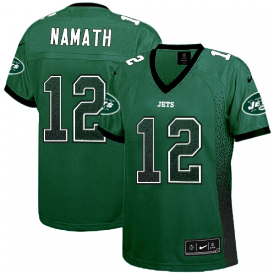 Women's Nike New York Jets 12 Joe Namath Elite Green Drift Fashion NFL Jersey