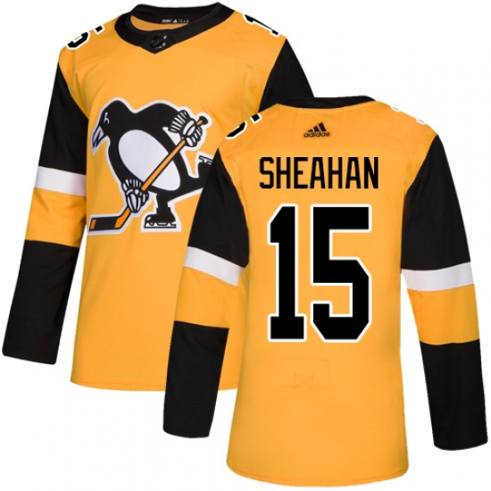 Youth Adidas Pittsburgh Penguins 15 Riley Sheahan Authentic Gold Alternate NHL Jersey